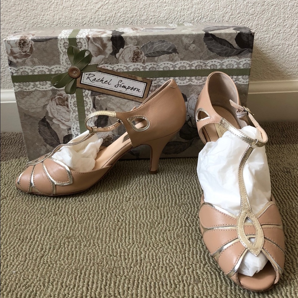 Gently used Rachel Simpson Mimosa T-Strap Heels